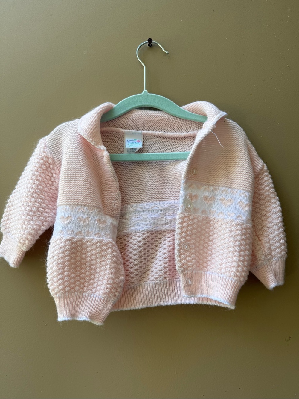 Vintage 90s Soft Pink Knit Baby Cardigan